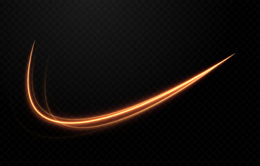 Vector glowing gold lines png. Neon lines png. Magic lines of light, light effect. Fast moving lines png.