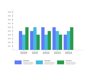 Flat bar chart with three bar. Bar chart infographic.