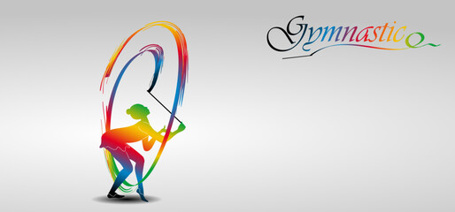 Visual drawing of beautiful gymnastic sport of front view, healthy lifestyle and sport concepts,abstract soccer game colorful vector illustration, set 9 of 20