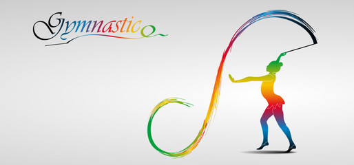 Visual drawing of beautiful gymnastic sport of front view, healthy lifestyle and sport concepts,abstract soccer game colorful vector illustration, set 11 of 20