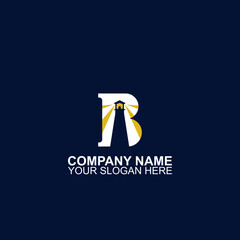 Elegant letter B with negative space beacon logo design.