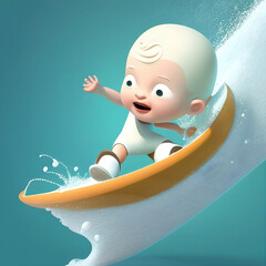 Credible_Surfing_water_sport_volumetric_lighting_kid_sharp