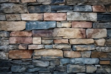 close up image of a rectangular stone wall Generative AI