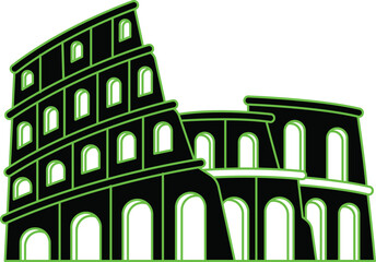 roman forum city.Roman Colosseum icon. Simple illustration of Colosseum vector icon for web. - obrazy, fototapety, plakaty