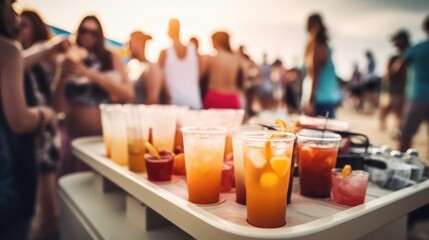 drinks at summer beach party, generative ai