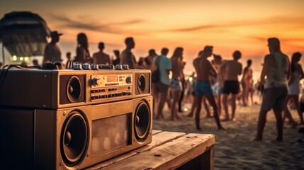 fiesta de verano en la playa, generative ai