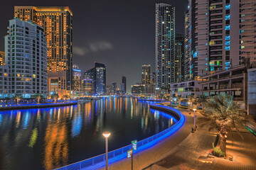 Fototapeta na wymiar Dubai Marina night cityscape