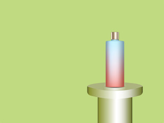 Minimalist mockup. Cosmetic on Stage or podium for product presentation or showcase on green background. Vector Illustration.