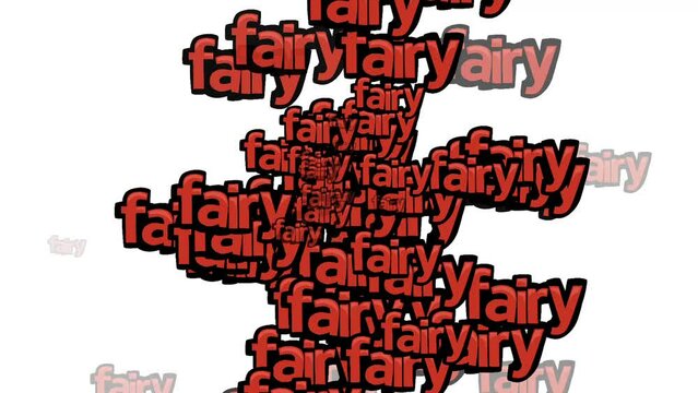 animated video scattered with the words FAIRY on a white background	