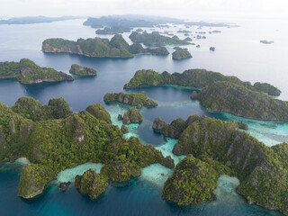 Coral reefs surround the dramatic limestone islands that have been uplifted from Raja Ampat's beautiful seascape. This remote part of Indonesia is known for its incredible marine biodiversity.