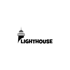 Naklejka premium Lighthouse logo design template isolated on white background