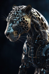 Half-Robot Half-Jaguar Image | Futuristic Animal Art