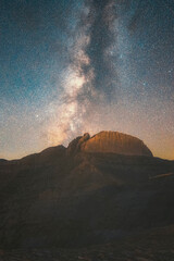 The Milky Way Galaxy above the summits of mount Olympus	
