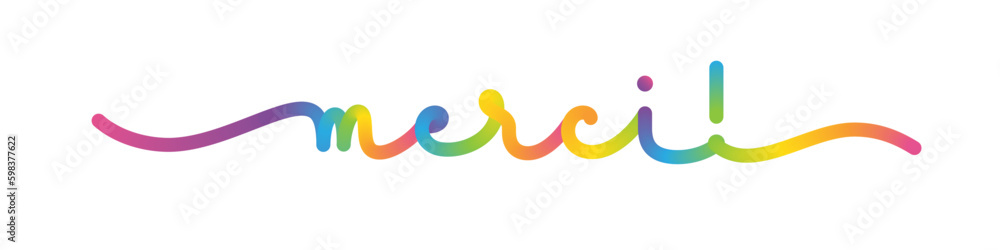 Wall mural merci! (thank you! in french) vector monoline calligraphy banner with colorful gradient - Wall murals