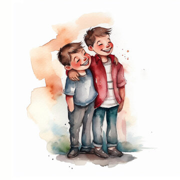  Brother love watercolor paint 