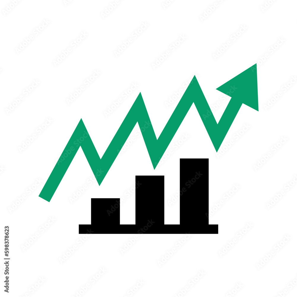 Poster violently fluctuating chart and bar graph. vector.