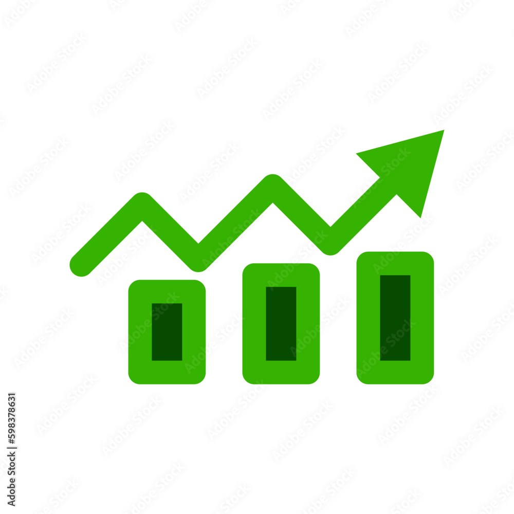 Poster flat design rising bar graph icon. vector.
