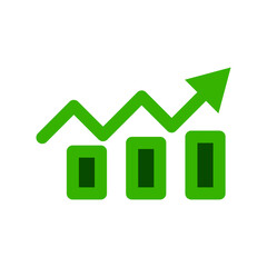 Flat design rising bar graph icon. Vector.
