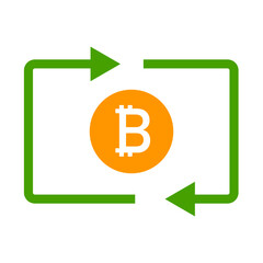 Bitcoin exchange icon. Cryptocurrency. Vector.