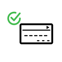 Fototapeta premium Credit card transaction successful icon. Credit card and check mark. Vector.