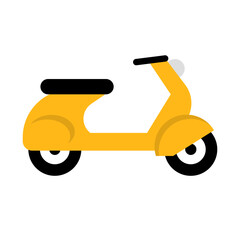 Flat design yellow motorcycle icon. Scooter. Vector.