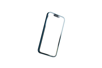 Isolated phone on a transparent background with a white blank display. Technology concept, using phone to communicate content.