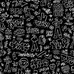 graffiti , rap music,street style lettering - seamless vector pattern design element