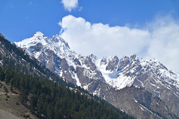 Fototapeta na wymiar High Mountain Peaks at Naltar Valley in Pakistan