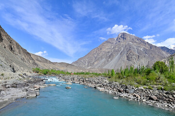 Gupis Valley and River Gilgit in Gilgit-Baltistan, Northern Pakistan
