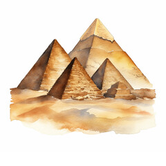 Fototapeta na wymiar Pyramids of Giza watercolor paint 