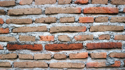 The texture of the bricks on the wall of an old house.