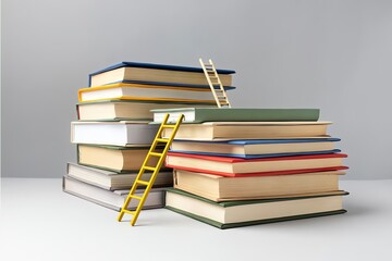 A stack of books with a ladder on top of them
