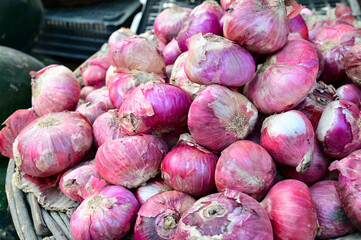 Pile of Fresh Purple Onions for Cooking