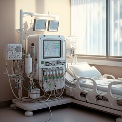 equipment in a laboratory, dialysis machine