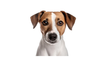 Terrier Cutout PNG. Bring some joy to your design projects with a charming close-up of a Jack Russell Terrier's head, eyes, and nose on transparent background.  Generativ AI