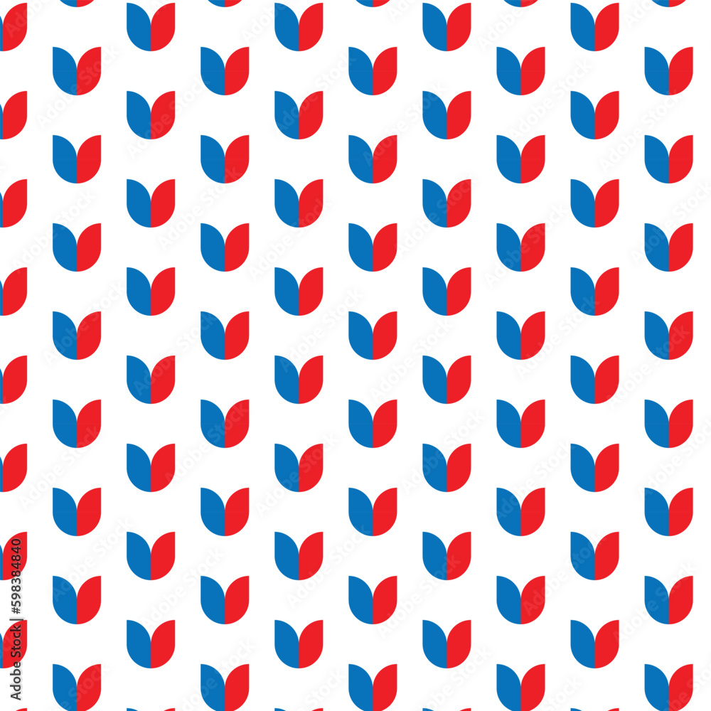 Poster abstract seamless creative geometric red and blue flower pattern vector.