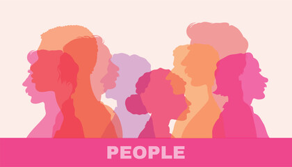 Fototapeta na wymiar Mix race people avatars profile group of men and women of diverse culture Diversity multi-ethnic and multiracial people. Concept of racial equality Multicultural society Vector