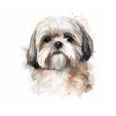 Shih Tzu dog watercolor paint