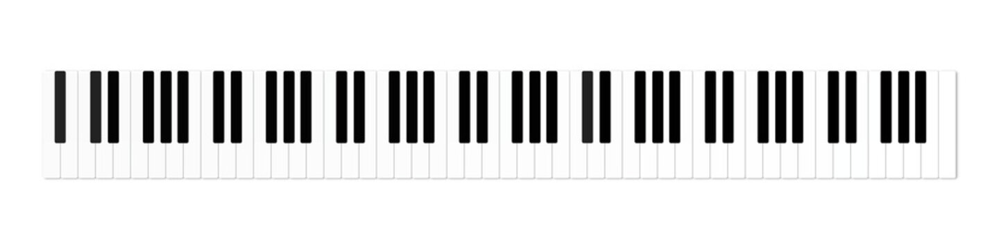illustrazione di tastiera di pianoforte di sette ottave su sfondo trasparente