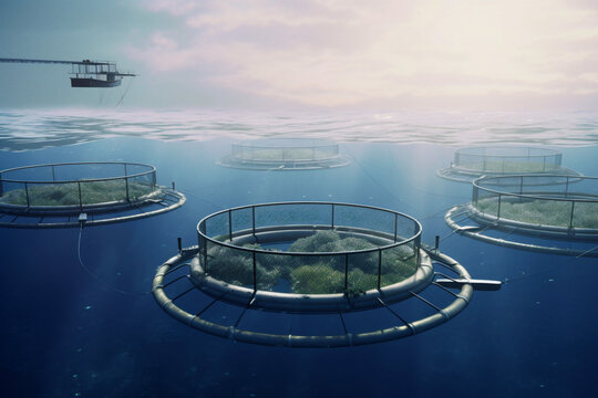 Aqua farms supporting the ecological system. Generative Ai content Generative AI