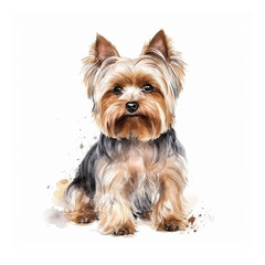 Yorkshire Terrier dog watercolor paint - obrazy, fototapety, plakaty