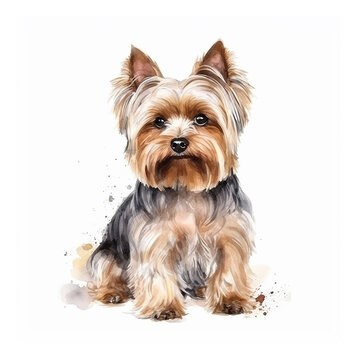 Yorkshire Terrier dog watercolor paint