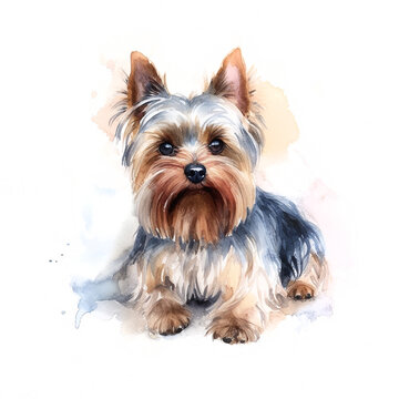  Yorkshire Terrier dog watercolor paint
