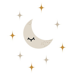 sleeping moon with stars scandinavian style