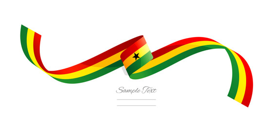Ghanaian flag ribbon vector illustration. Ghana flag ribbon on abstract isolated on white color background - obrazy, fototapety, plakaty