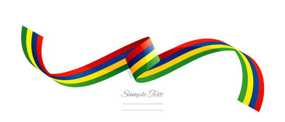 Mauritan flag ribbon vector illustration. Mauritius flag ribbon on abstract isolated on white color background