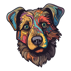 Colorful Dog Flat Icon Isolated On White Background