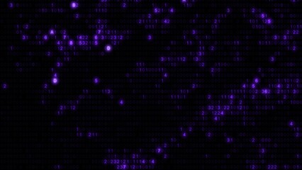 Abstract purple computer hex code full-frame background. Concept binary encryption technology algorithm screen illustration for hud design and artificial intelligence machine learning design template.