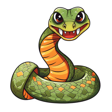 green snake cartoon clip art, ai generated clip art