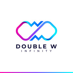 Letter W Infinity Logo design and Gradient Colorful symbol for Business Company Branding and Corporate Identity